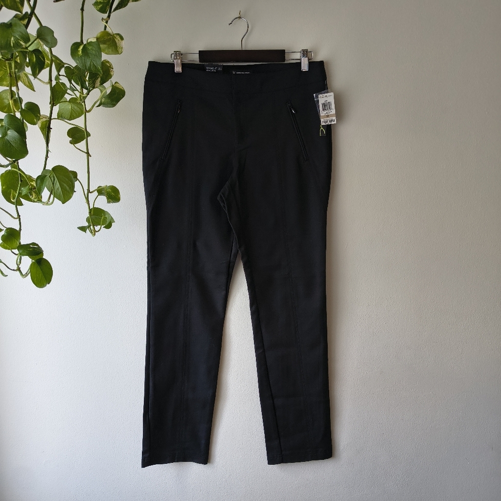 INC International Concepts Black Straight Leg Pants NWT Size 12 Zipper Pockets